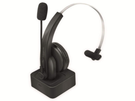 LogiLink Casque mono Bluetooth 5.0, station de charge, noir