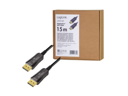 LogiLink Câble de fibre optique hybride Display Port AOC,15m