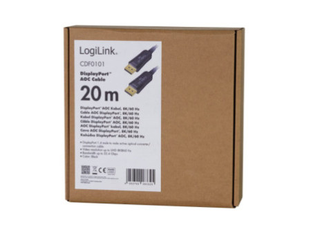 LogiLink Câble de fibre optique hybride Display Port AOC,20m