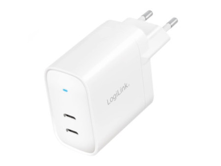 LogiLink Adaptateur de prise USB, 2x USB-C PD, 40 W, blanc