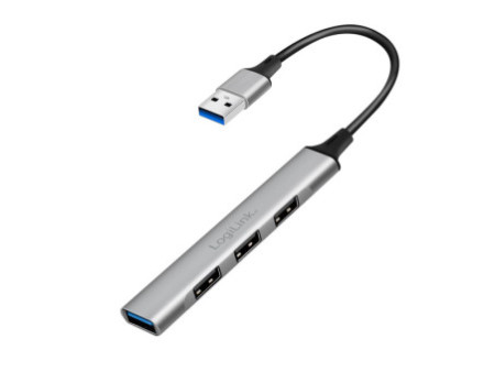 LogiLink Slim Hub USB 3.0, 4 ports, boîtier aluminium, gris