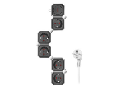 LogiLink Bloc multiprises flexible, 5 prises, noir/blanc