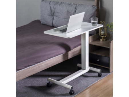 LogiLink Table de lit à roulettes à vérin à gaz, blanc