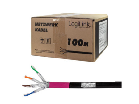 LogiLink Câble d'installation, cat.7, S/FTP, LSZH, 100 m