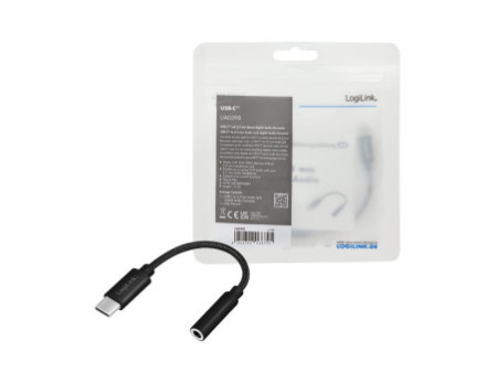 LogiLink Câble adaptateur USB-C - jack, 130 mm, noir