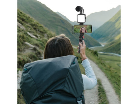 LogiLink Kit de vlogging avec lumière LED, avec microphone