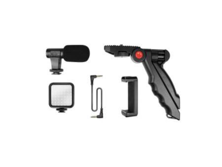 LogiLink Kit de vlogging avec lumière LED, avec microphone