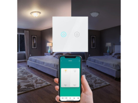 LogiLink Interrupteur mural RGB WiFi Smart, 2 boutons, blanc