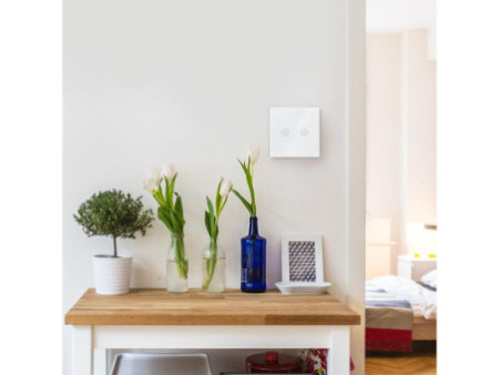 LogiLink Interrupteur mural RGB WiFi Smart, 2 boutons, blanc
