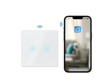 LogiLink Interrupteur mural RGB WiFi Smart, 2 boutons, blanc