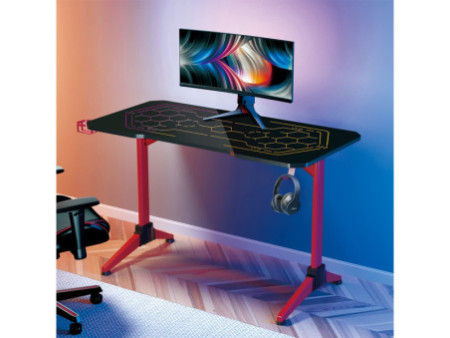 LogiLink Bureau de gaming avec motif alvéolaire géométrique