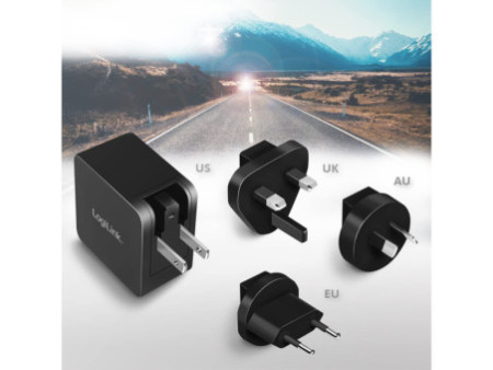 LogiLink Adaptateur de voyage USB, USB C, technologie GaN
