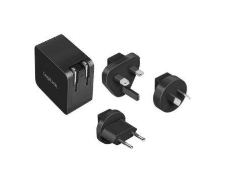 LogiLink Adaptateur de voyage USB, USB C, technologie GaN
