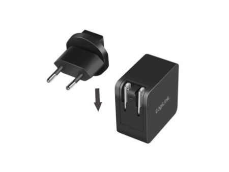 LogiLink Adaptateur de voyage USB, USB C, technologie GaN