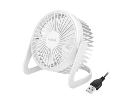 LogiLink Ventilateur de bureau USB, 30 dB, blanc