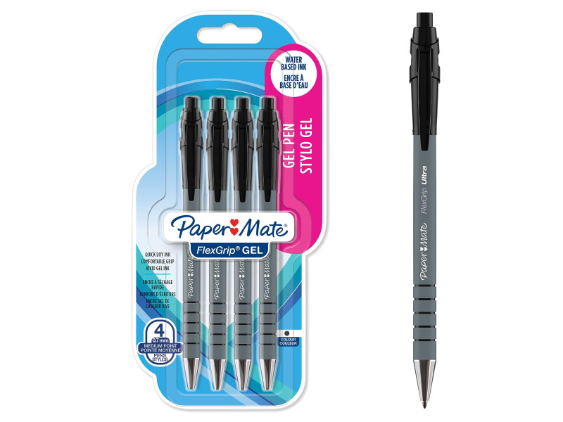Paper:Mate Stylo encre gel FlexGrip GEL, blister de 4, noir
