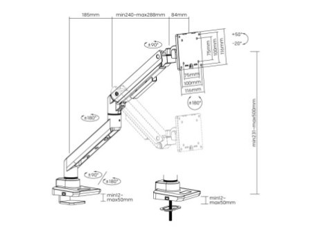 LogiLink Bras support pour écran, aluminium