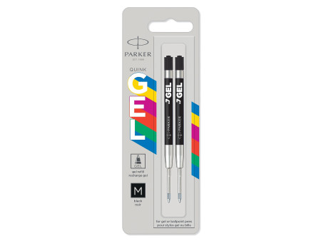 PARKER Recharge QUINK Gel ECO, tracé: M, blister de 2, noir