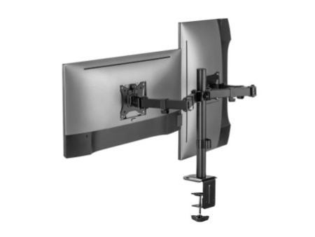 LogiLink Support double écran, longueur bras: 376 mm, noir