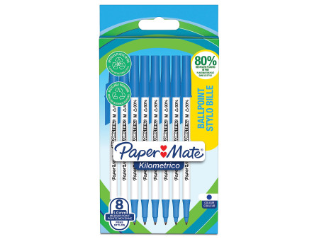 Paper:Mate Stylo à bille Kilometrico, blister de 8, bleu