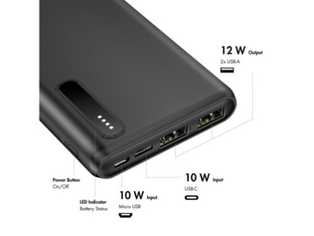 LogiLink Powerbank, 8.000 mAh, 2 USB-A, noir