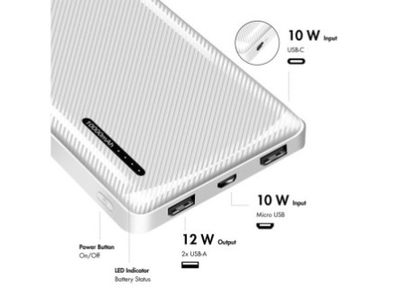 LogiLink Powerbank, 10.000 mAh, 2 USB-A, blanc