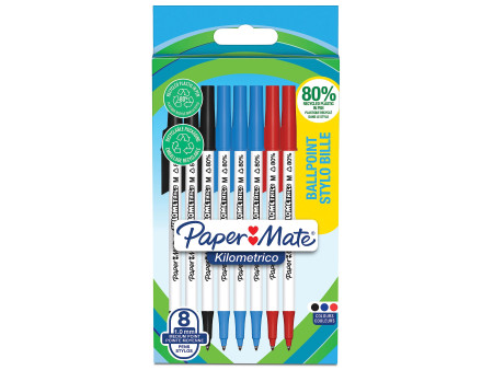 Paper:Mate Stylo à bille Kilometrico, blister de 8, assorti