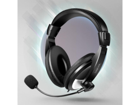 LogiLink Casque audio stéréo avec commande , 1x USB-A, noir