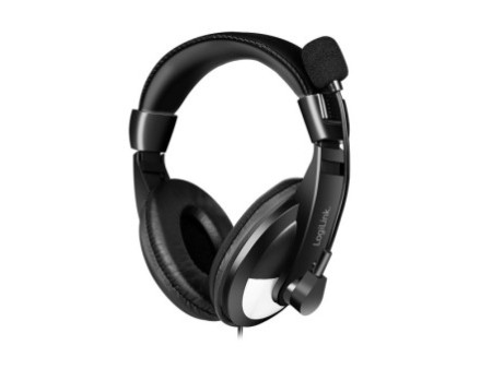 LogiLink Casque audio stéréo avec commande , 1x USB-A, noir