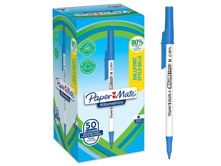 Paper:Mate Stylo à bille Kilometrico, boîte de 50, bleu