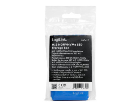LogiLink Boîte de protection pour 4 SSD M.2 NGFF/NVMe, bleu