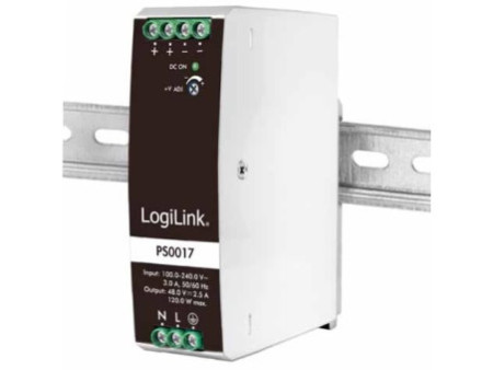 LogiLink Bloc d'alimentation pour rail DIN, 120W, 24V, blanc
