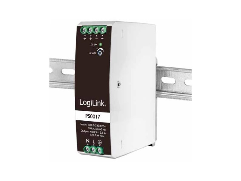 LogiLink Bloc d'alimentation pour rail DIN, 120W, 24V, blanc