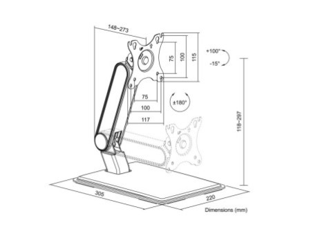LogiLink Bras support pour écran tactile avec socle, noir