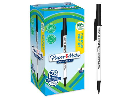 Paper:Mate Stylo à bille Kilometrico, boîte de 50, noir