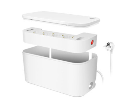 LogiLink Boîtier de câbles avec multiprise, 5 prises, blanc