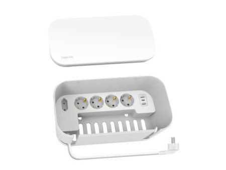 LogiLink Boîtier de câbles avec multiprise, 5 prises, blanc