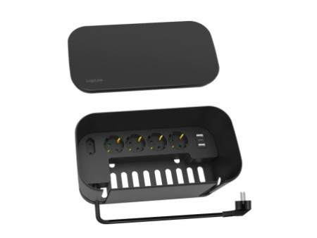 LogiLink Boîtier de câbles avec multiprise, 5 prises, noir