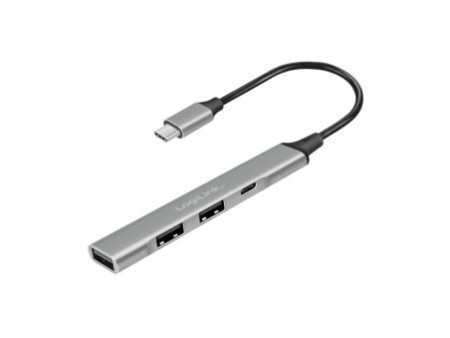 LogiLink Hub USB 3.2 Gen1, 4 ports, boîtier aluminium, gris