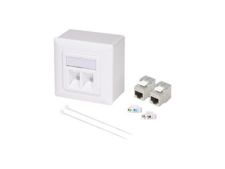 LogiLink Prise RJ45 cat.6, 2x RJ45, blindé, blanc