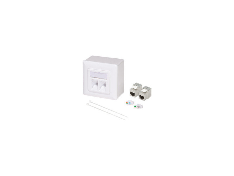 LogiLink Prise RJ45 cat.6, 2x RJ45, blindé, blanc