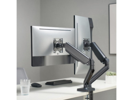 LogiLink Support double écran, alu, longueur bras: 450 mm
