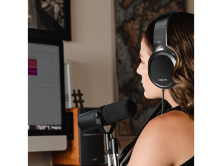 LogiLink Casque stéréo, avec microphone, noir