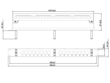 LogiLink Panneau de brassage Keystone 19', 16 ports, blindé