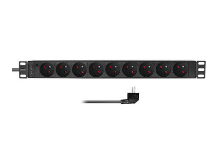 LogiLink Multiprise 19', 9 prises, sans interrupteur, noir