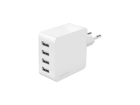 LogiLink Chargeur secteur USB, 4x USB-A, 24 watts, noir