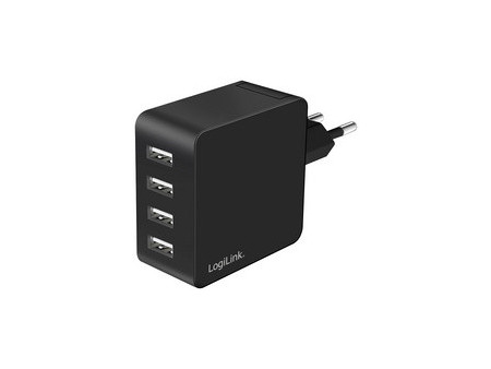 LogiLink Chargeur secteur USB, 4x USB-A, 24 watts, blanc
