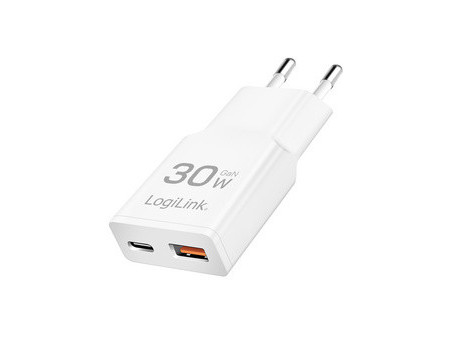 LogiLink Chargeur secteur USB, 1x USB-C (PD), 1x USB-A (QC)