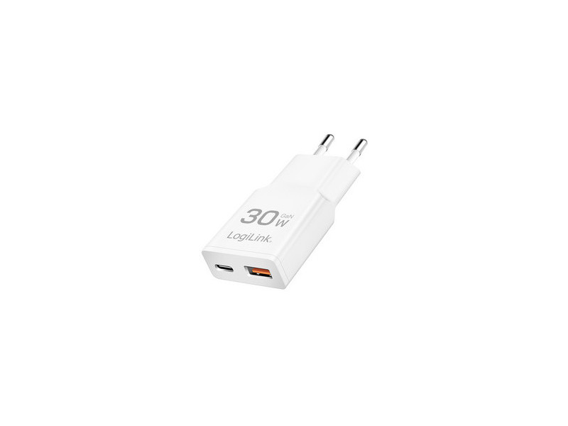 LogiLink Chargeur secteur USB, 1x USB-C (PD), 1x USB-A (QC)