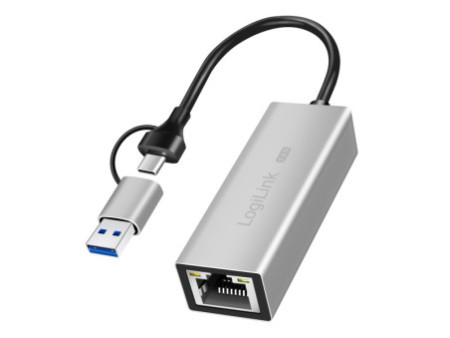 LogiLink Adaptateur réseau Ethernet USB vers RJ45, gris